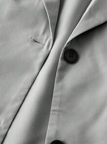 Chiquease 女士纯色前扣休闲短袖薄款西装外套 - 淺灰色 - 查看 3