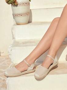 Styleloop Apricot Suede Embroidered Rope Round Toe Flat Casual Shoes, Suitable For Vacation, Party, Date, Bohemian, Western, Music Festival, Party Outfit