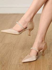 CUCCOO HITCHD 女士高跟尖头复古刺绣时尚后带平底鞋