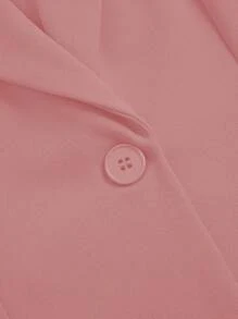 SHEIN Clasi Blazer à manches longues coupe slim de couleur unie, grande taille, minimaliste et , convient pour l'été - Vieux Rose - Voir 5