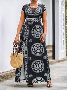 SHEIN Lady Vestidos elegantes de manga larga y corta para la oficina, estilo casual bohemio, de tallas grandes, con cuello en V profundo, contraste de malla, para verano, vacaciones y ocasiones elegantes para mujeres, ropa de mujer estilo bohemio y elegante para la oficina