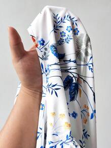 Flirla Robe imprimée floral sur tout avec manches bouffantes, style décontracté pour grandes tailles - Blanc - Voir 6