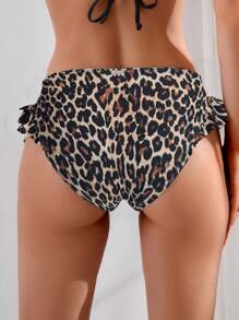 New Leopard Print Ruffled High-Cut Sexy Women Bikini Bottom For Summer Beach Vacation - Multicolor - View 2
