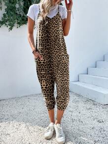 SHEIN LUNE Bộ đồ liền thân không tay họa tiết da báo đơn giản và thời trang phù hợp cho mùa hè - Nhiều màu - Xem 5