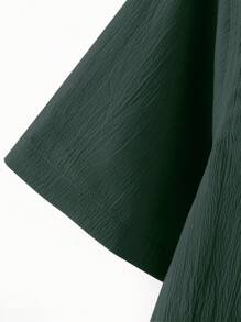 Manfinity Homme 男士简约纯色绿色短袖衬衫，适合夏季，深绿色男士衬衫，男士绿色衬衫，加大码绿色男士衬衫，莱利绿色衬衫 - 墨綠色 - 查看 4