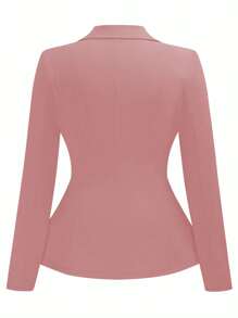SHEIN Clasi Blazer à manches longues coupe slim de couleur unie, grande taille, minimaliste et , convient pour l'été - Vieux Rose - Voir 2