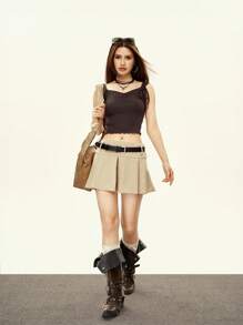 Rina Fox Short Fitted Solid Color Camisole For Vacation & Leisure