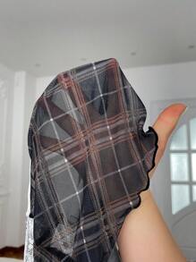 女士蕾丝格子吊带背心睡衣套装（配喇叭裤）