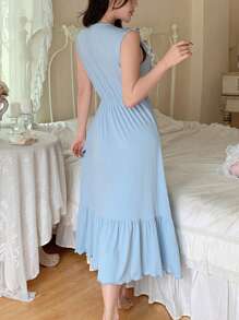 Côtesoire Camisón largo de mujer con elegante encaje francés