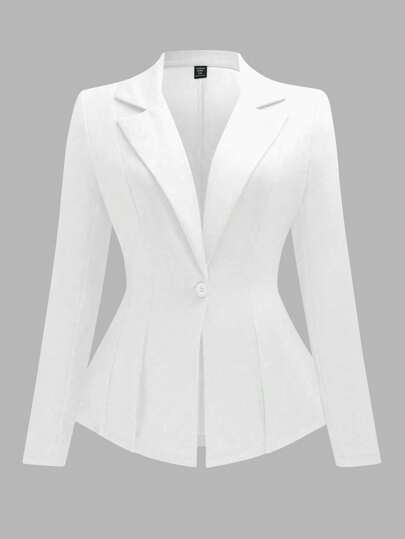 Vionelle Plus Size Slim Fit Blazer In Solid Color, Long Sleeve, Minimalist Style Suitable For Summer Graduation,Back To School,Teacher Outfits For Women Fall Cloth For Women Autumn