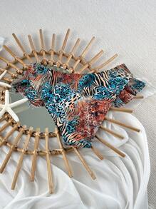 New Leopard Print Ruffle High Cut Sexy Women Swimwear Bottom - Multicolor - View 4