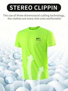 Manfinity Sport Corelite 男士字母印花T恤和短裤运动套装健身训练套装 - 綠色 - 查看 3