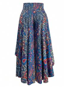 Breezaya Pantaloni casual da vacanza a gamba ampia con orlo asimmetrico, taglie comode