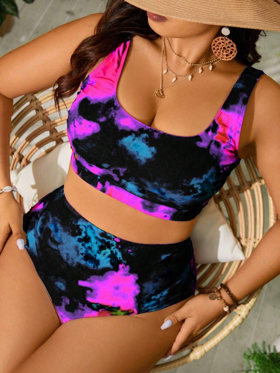 SHEIN Swim Curve Plus Size Bikini Sets - Multicolor - View 1