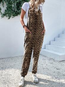 SHEIN LUNE Bộ đồ liền thân không tay họa tiết da báo đơn giản và thời trang phù hợp cho mùa hè - Nhiều màu - Xem 4