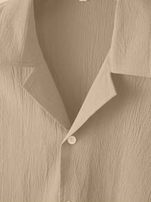 Manfinity Homme Short Sleeve Solid Color Casual Shirt, Suitable For Summer Men Summer Shirt - Apricot - View 3