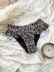 New Leopard Print Ruffled High-Cut Sexy Women Bikini Bottom For Summer Beach Vacation - Multicolor - View 6