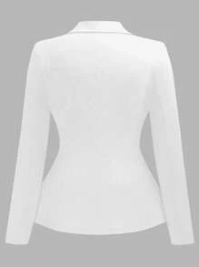 Vionelle Plus Size Slim Fit Blazer In Solid Color, Long Sleeve, Minimalist Style Suitable For Summer Graduation,Back To School,Teacher Outfits For Women Fall Cloth For Women Autumn - White - View 2