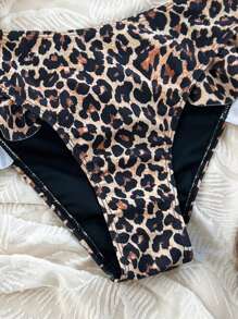New Leopard Print Ruffled High-Cut Sexy Women Bikini Bottom For Summer Beach Vacation - Multicolor - View 4
