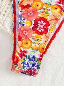 Swim Mod Floral Print Triangle Cup Sexy Bikini Set, Summer Vacation Style - Multicolor - View 4