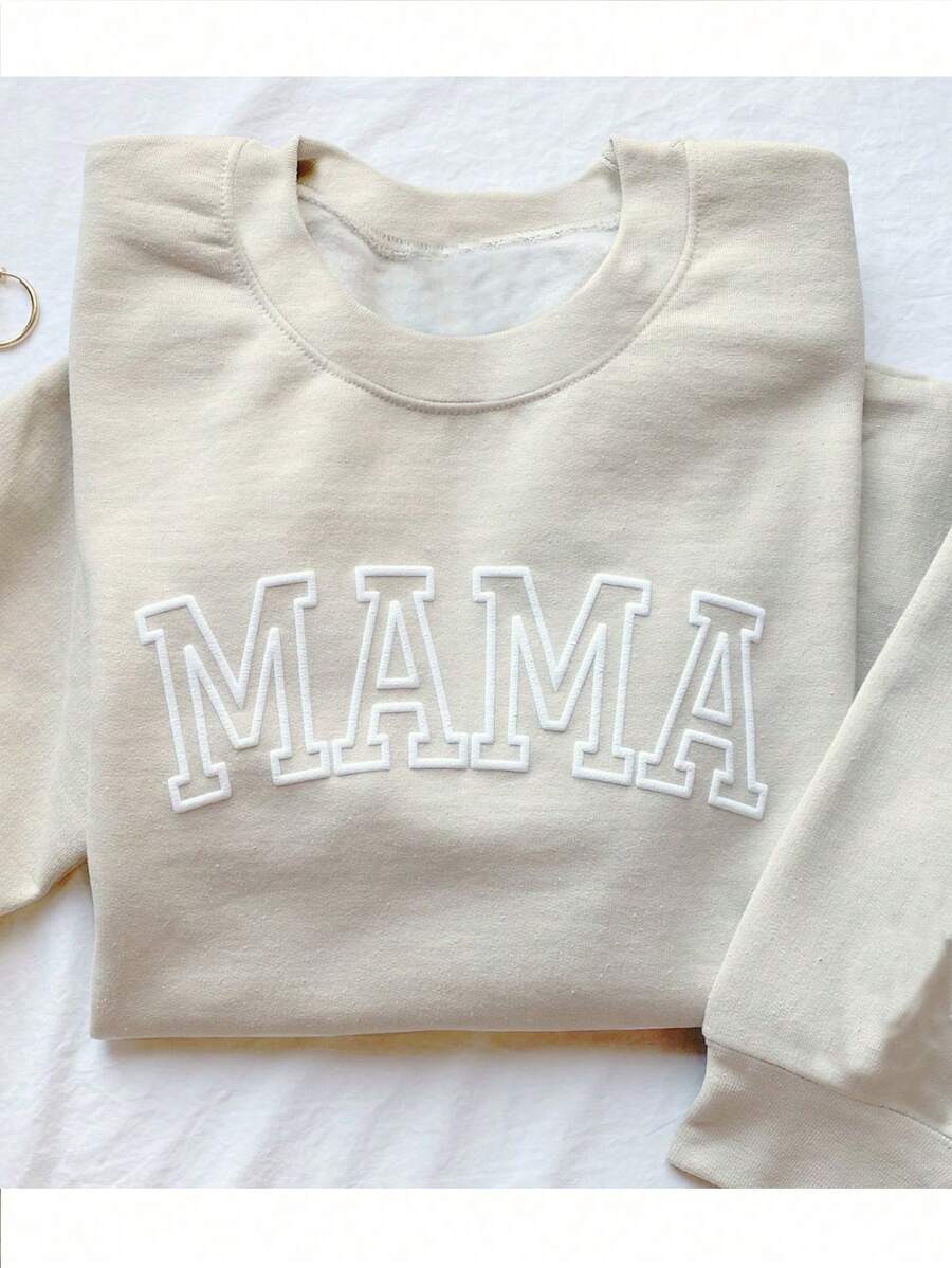 INAWLY Women's Casual Round Neck Long Sleeve Sweatshirt, Stylish For Summer - Apricot - View 1