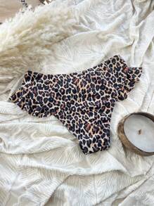 New Leopard Print Ruffled High-Cut Sexy Women Bikini Bottom For Summer Beach Vacation - Multicolor - View 5