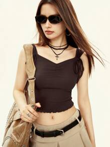 Rina Fox Short Fitted Solid Color Camisole For Vacation & Leisure