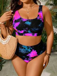 Swim Lushoire Bộ đồ bơi bikini 2 mảnh in họa tiết ngẫu nhiên cho nữ cỡ lớn, thời trang và phù hợp cho kỳ nghỉ - Nhiều màu - Xem 6