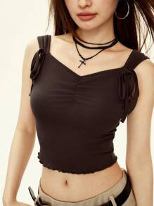 Rina Fox Short Fitted Solid Color Camisole For Vacation & Leisure