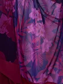 SHEIN Privé Chiffon Floral Print Halter Neck Dress - Multicolor - View 6