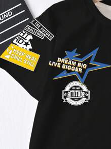 SHEIN Young Boy Casual Simple Round Neck Short Sleeve Loose T-Shirt, Suitable For Summer