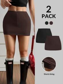 SHEIN EZwear 2pcs Women's New Basic Shorts - Multicolor - View 3