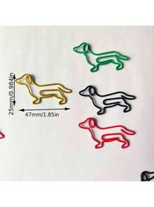 SHEIN Basic living 10/20/30 Pieces Of Colorful Sausage Dog Shaped Paper Clips, Creative Stationery, Office Supplies, Dog Paper Clips, Graffiti Dog Items - Multicolor - View 2