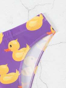 Manfinity Swimmode Men's Fashionable Cartoon Duck Print Swim Briefs - Purple - View 3