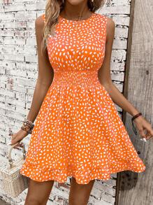 SHEIN Clasi 休闲 - 现代休闲 休闲 - 度假休闲 田园风连衣裙 - 橘色 - 查看 3