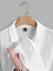 Manfinity RSRT Men's Summer Casual Solid Color Textured Short Sleeve Shirt