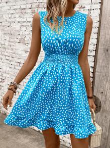 Breezaya Vestido casual - Casual moderno - Vacaciones casuales - Pastoral - Azul y blanco - Ver 3