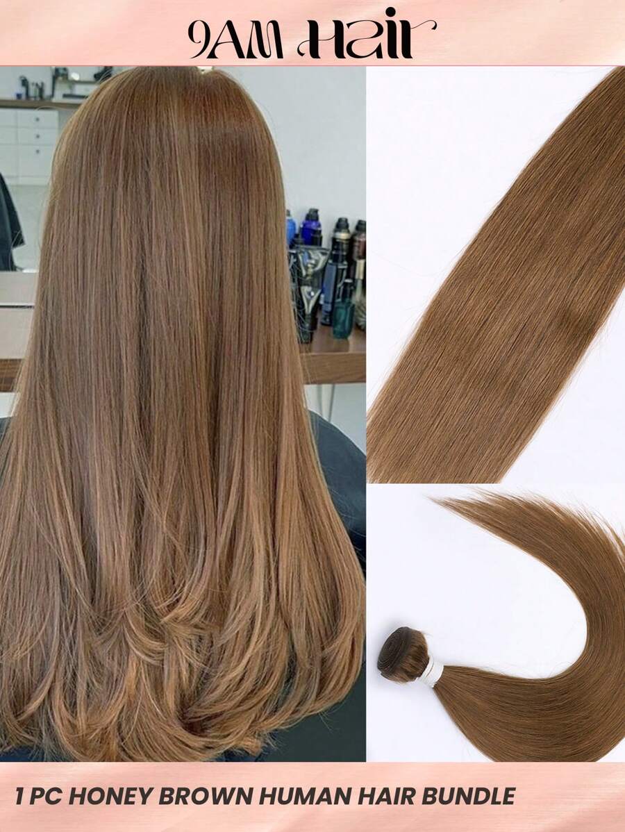 1pc Golden Brown Color Human Hair Bundles Cinnamon Brown Color Virgin Remy Hair Weave Human Hair Bundles - S30 - View 1