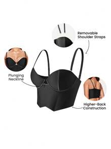 LUVLETTE Women Shapewear Tube Tops Lingerie As Outerwear Basic  Push Up Longline  Corset Bar - Black - View 2