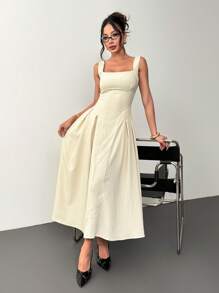 Siren Gaze 夏季女士紧身束身胸衣式中长连衣裙，适合派对、正式活动或任何展现您个性的场合，也适合锐舞派对/伊比沙岛/乡村音乐会/纳什维尔/纳什维尔等各种场合；女士度假装扮，女士节日装扮，优雅晚礼服 - 杏色 - 查看 7