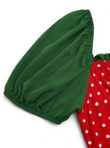 Flirla Cute Quirky & Sweet Strawberry Color Short Sleeve Maxi Dress - Red - View 5