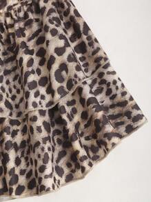 Sweetra Leopard Print Deep V Neck Backless Ruched Ruched Hem Mini Dress, Simple Casual Resort Elegant Everyday Cocktail Dress For Women, Spring/Summer - Multicolor - View 5