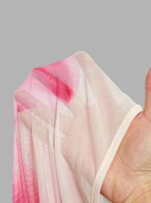 SHEIN MOD Plus Size Women Realistic Print 2 In 1 Top, Suitable For Picnic, Casual Daily Wear, Tea Break, Date, Summer Sweater Shorts Mother Day Graduation Elegant Women Tops Work Women Tops Hawaii Women Mexican Tops Renaissance Fair - Apricot - View 5