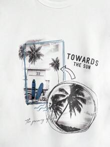 RueChic Men Tropical & Slogan Graphic Tee - White - View 4