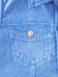 Kleid in Denim-Optik für Tween Mädchens, Frühling/Sommer, neues Design, digital bedruckt, Denim-Optik, kurzärmlig, lässig-schick, passendes Geschwister-Outfit im Street-Fashion-Stil - Verschiedenfarbig - Übersicht 5