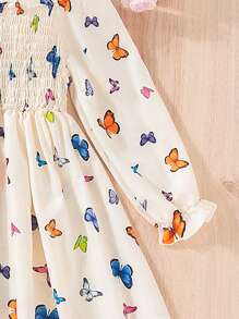 ¡Recién lanzado! Vestido de largo medio para niñas preadolescentes. Tiene una estampa digital de mariposa, una silueta ceñida, mangas largas y un cuello cuadrado. Cómodo, elegante, dulce y lindo, es imprescindible para el uso diario y las salidas.