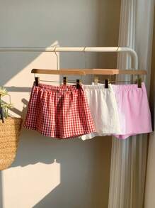 Comfortcana Pantalones cortos de pierna ancha tejidos para mujeres, estilo minimalista adecuado para el verano