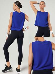 GLOWMODE Major Flex Relaxed Fit Tee Low Impact Yoga Studio Summer Quick Dry Moisture Wicking Gym - Blue - View 6