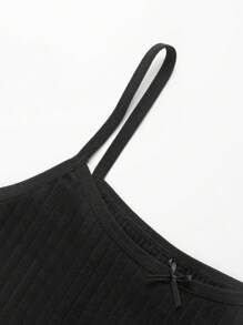 3pcs Tween Girls Black Keyhole Floral Print Camisole Top & Underwear Set, Casual Outerwear - Black - View 4