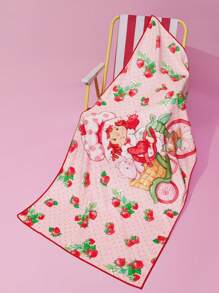 Strawberry Shortcake X SHEIN Strawberry Print Bath Towel/Beach Towel, Extra Large Size, Absorbent And Quick-Drying, For Home Bathroom Decor Summer Use,Gift Ideas - Multicolor - View 8